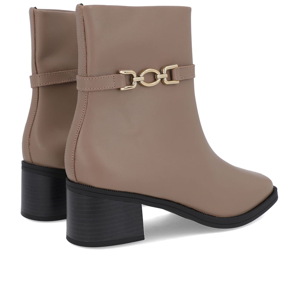 Bota Bico Quadrado Marrom Claro Couro Fivela Marrom 3