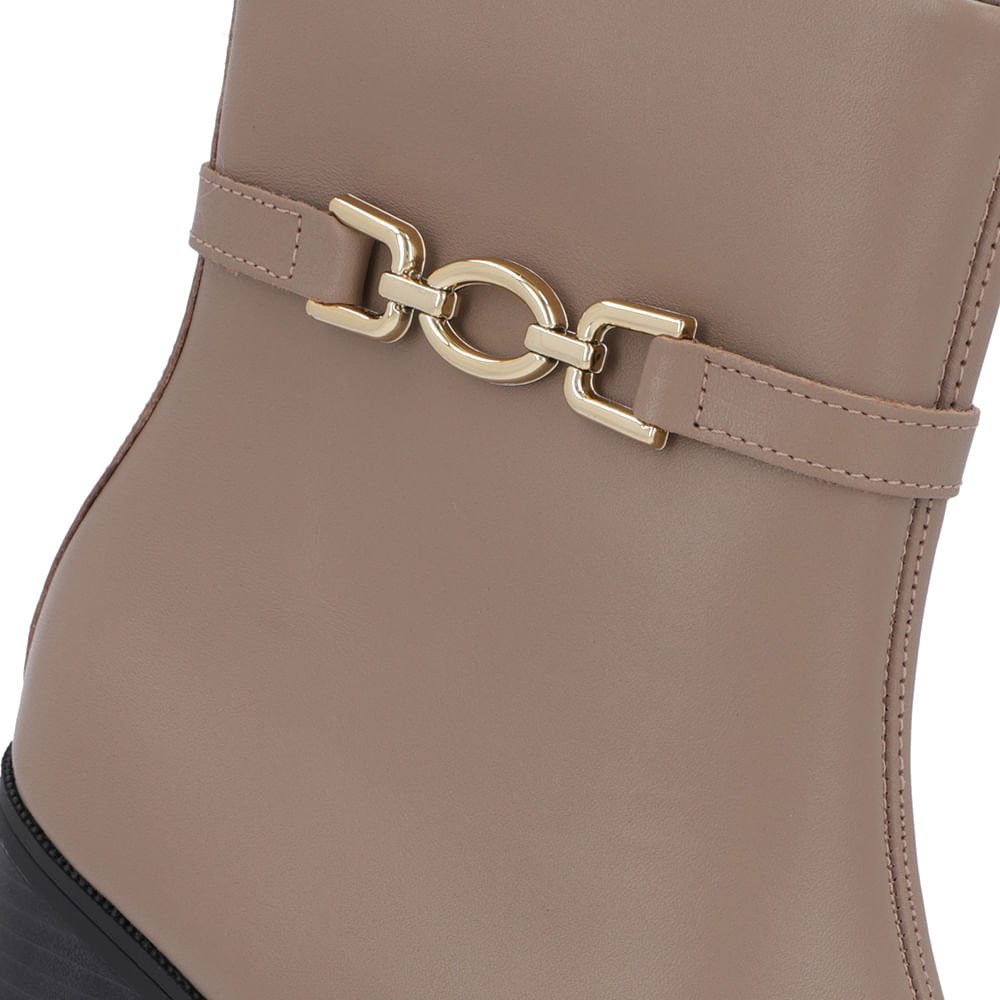 Bota Bico Quadrado Marrom Claro Couro Fivela Marrom 4