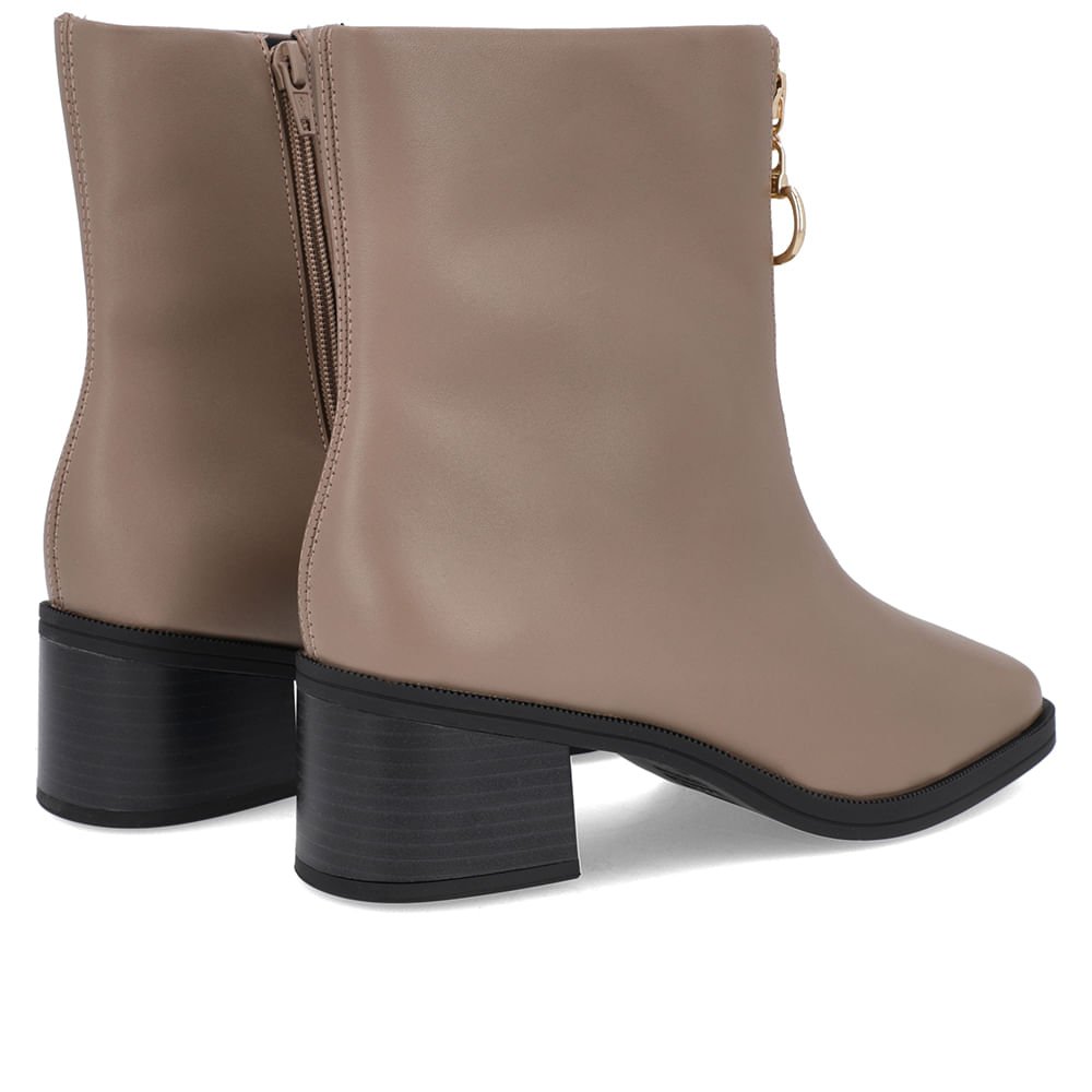 Bota Bico Quadrado Marrom Clara Couro Zíper Frontal Marrom 3