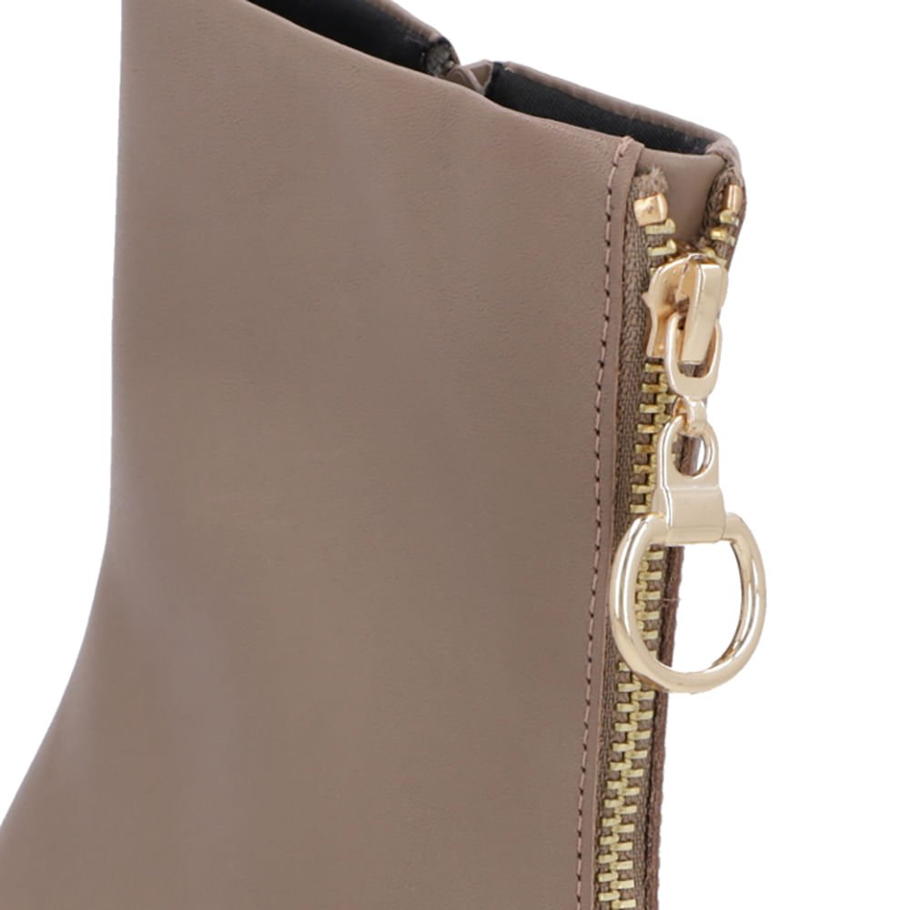 Bota Bico Quadrado Marrom Clara Couro Zíper Frontal Marrom 4