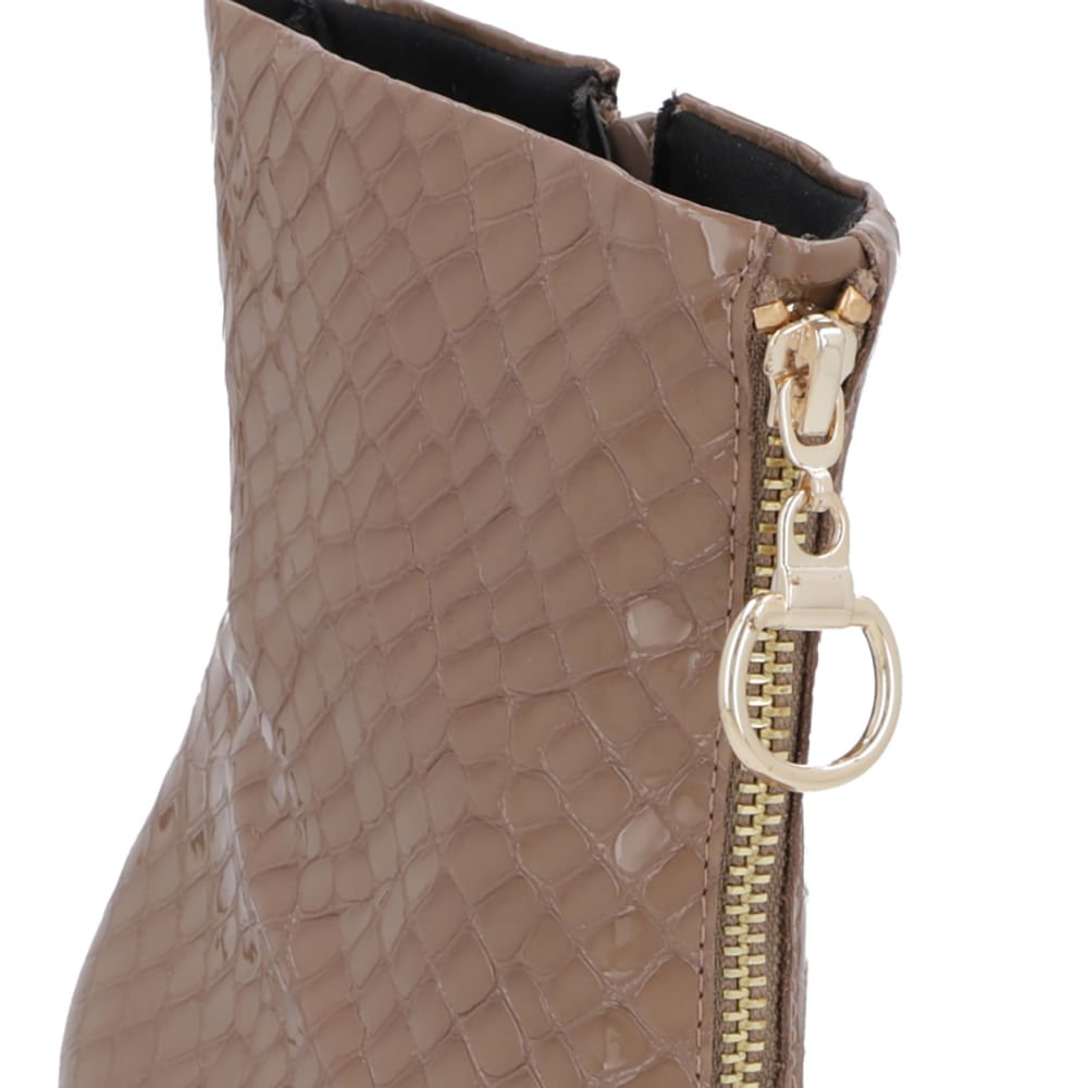 Bota Bico Quadrado Marrom Clara Verniz Zíper Frontal Marrom 4