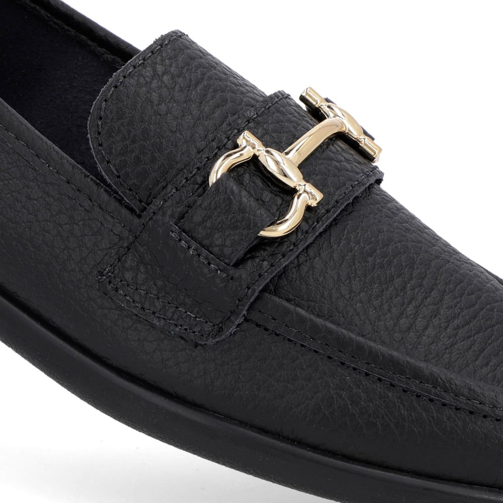 Loafer Urbano Preto Couro Bridão Preto 4