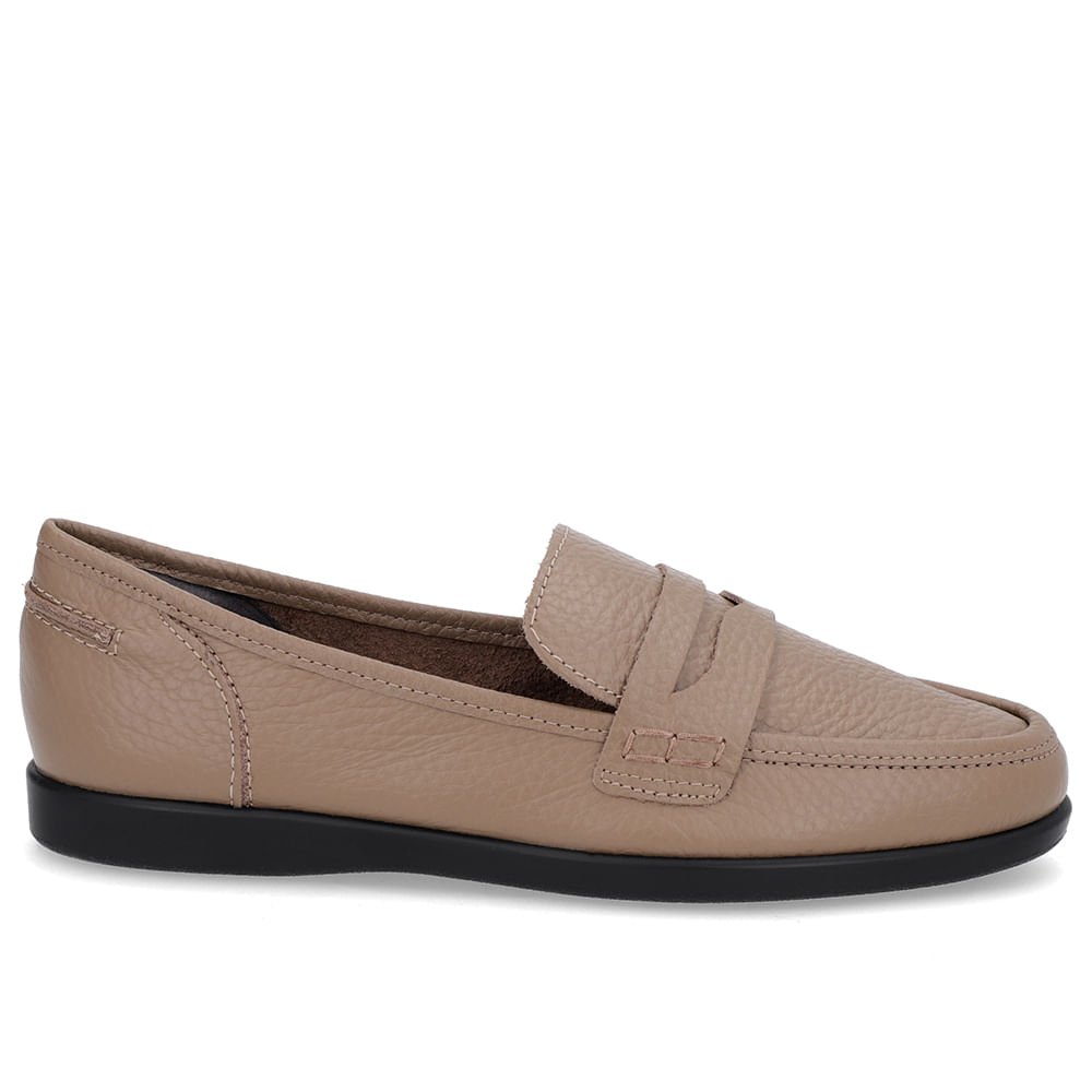 Loafer Casual Marrom Claro Couro Tira