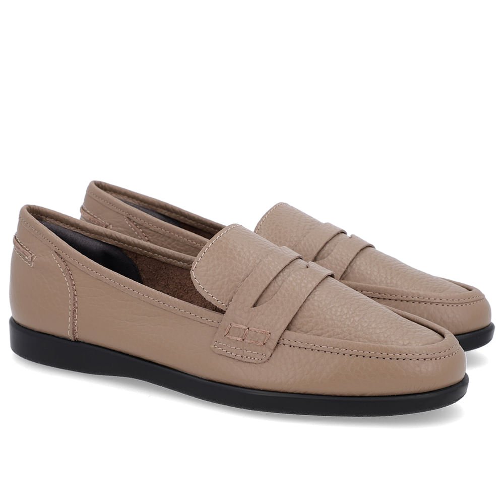 Loafer Casual Marrom Claro Couro Tira Marrom 2