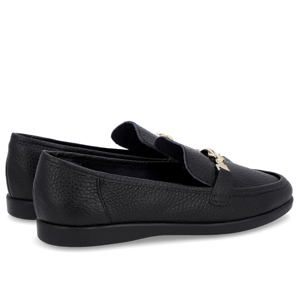 Loafer Casual Preto Couro Tira Preto 3