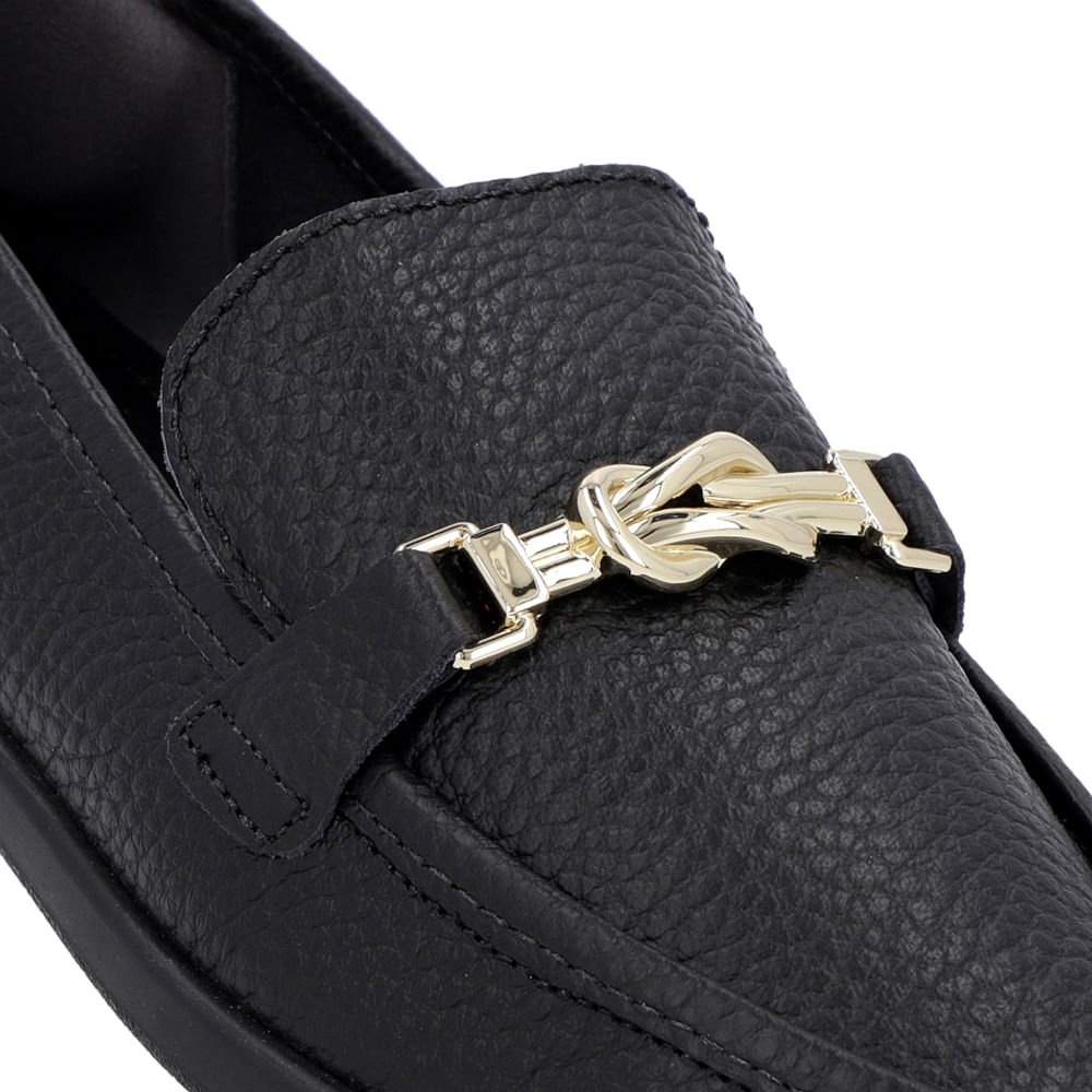 Loafer Casual Preto Couro Tira Preto 4