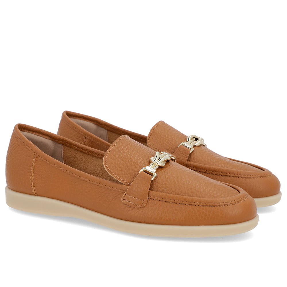Loafer Casual Marrom Couro Tira Marrom 2