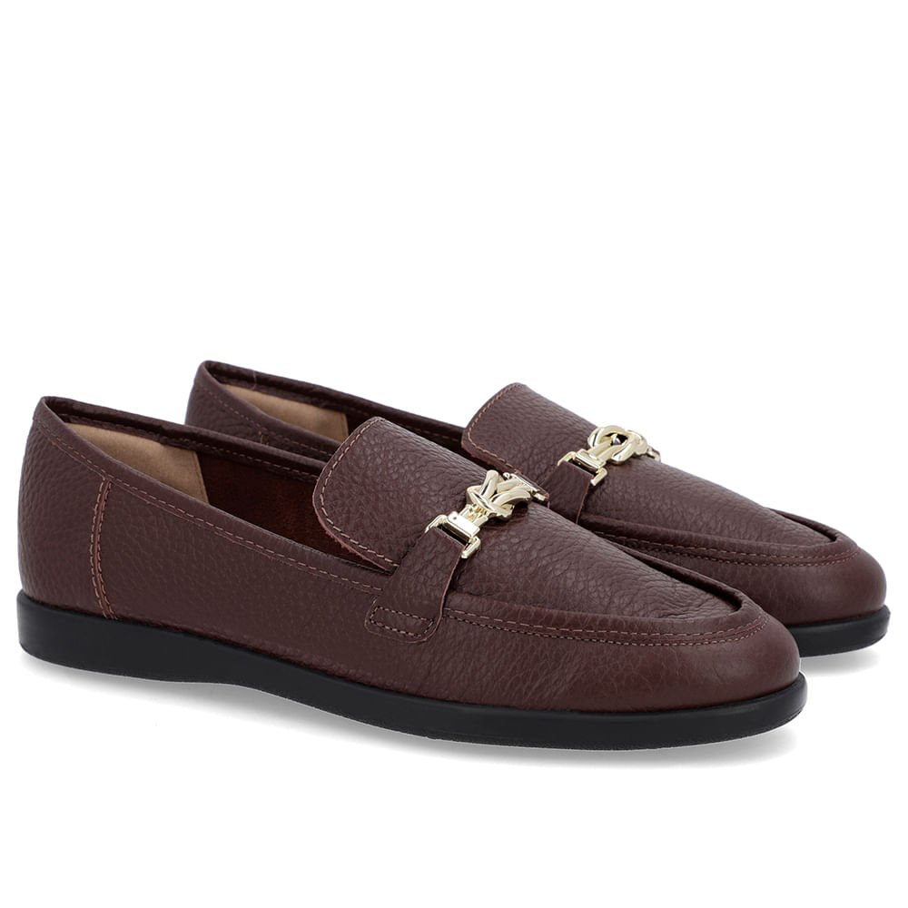 Loafer Casual Marrom Couro Tira Marrom 2