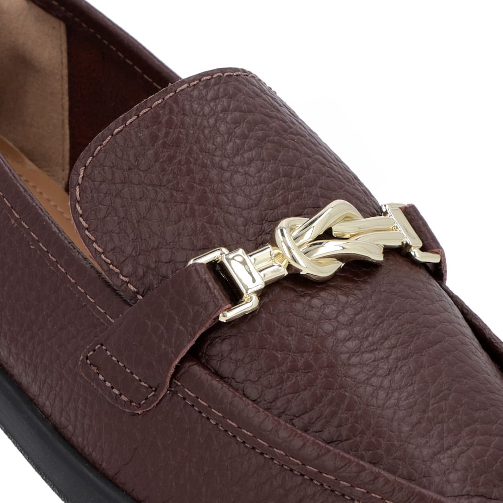 Loafer Casual Marrom Couro Tira Marrom 4