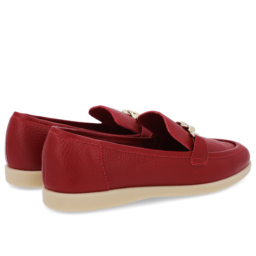 Loafer Casual Vermelho Couro Tira Vermelho 3