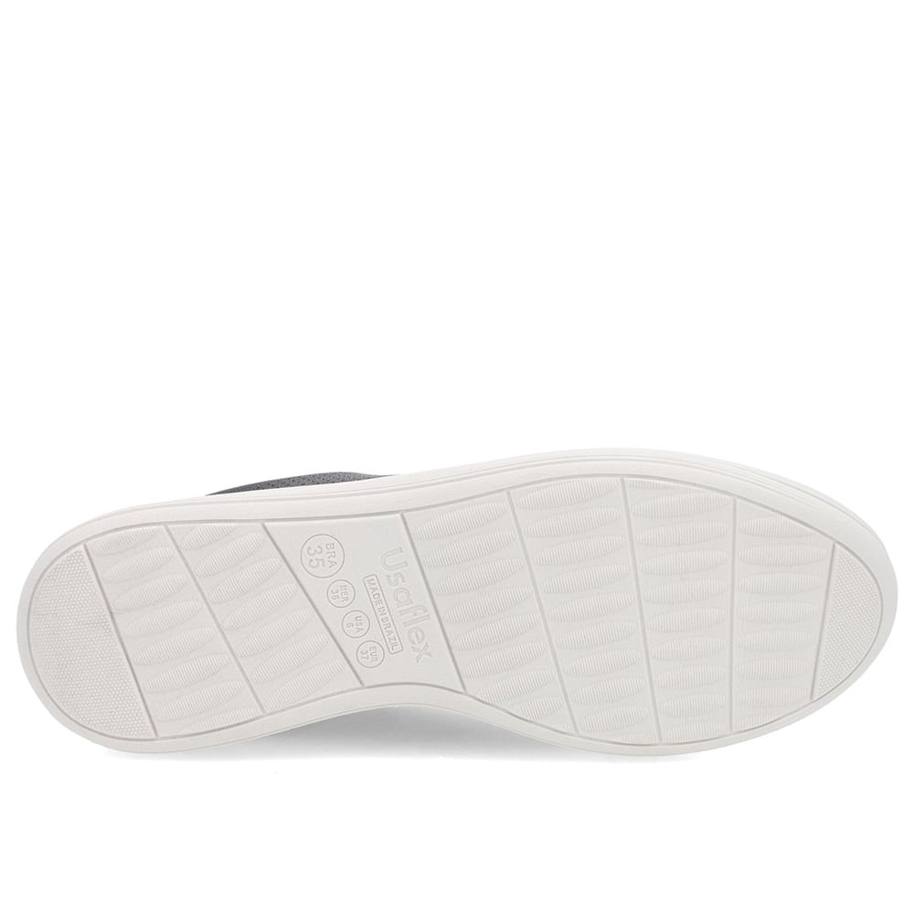 Tênis Preto Couro Furos Cadarço Elástico Preto 5