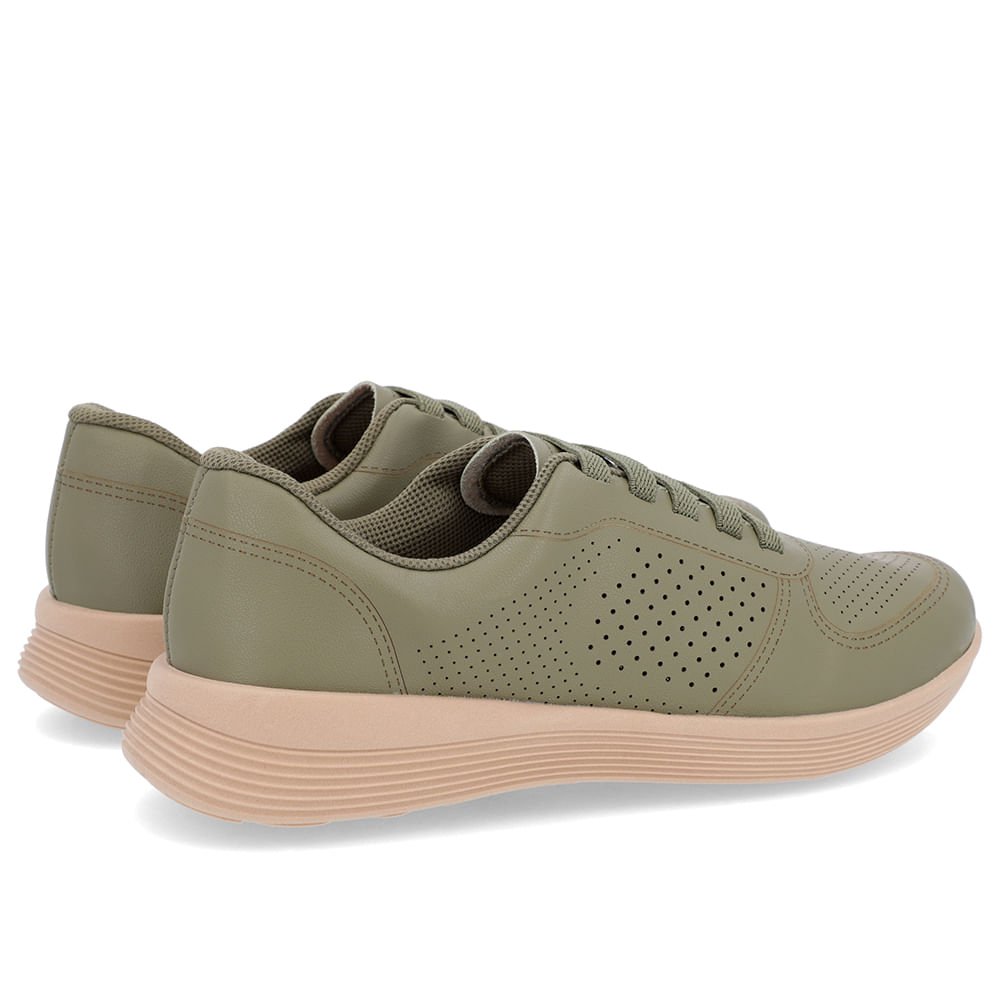 Tênis Verde Couro Furos Cadarço Elástico Verde 3