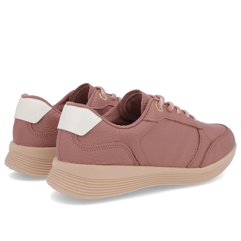 Tênis Rosa Couro Furos Cadarço Rosa 3