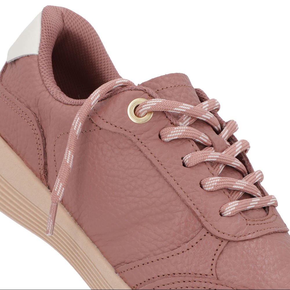 Tênis Rosa Couro Furos Cadarço Rosa 4