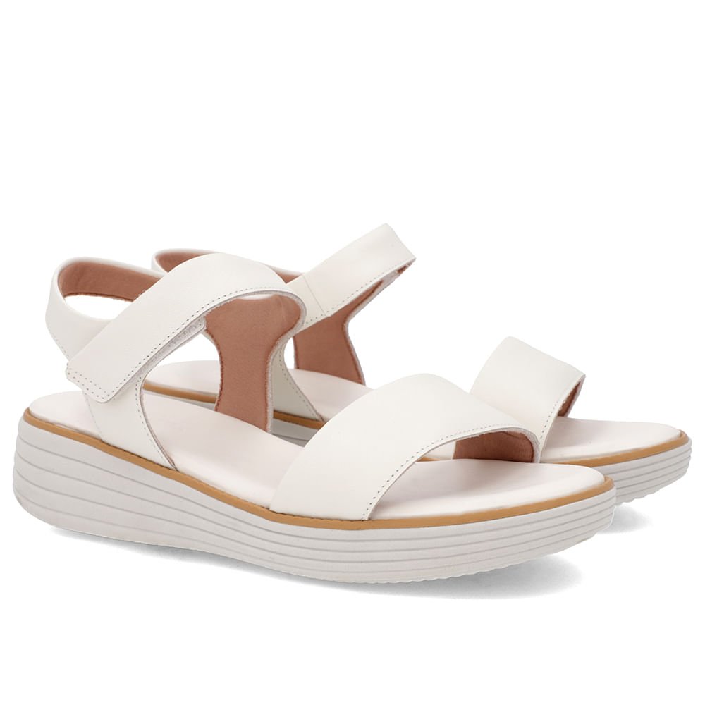 Sandália Casual Couro Branca Marfim Sola Clara Branco 2
