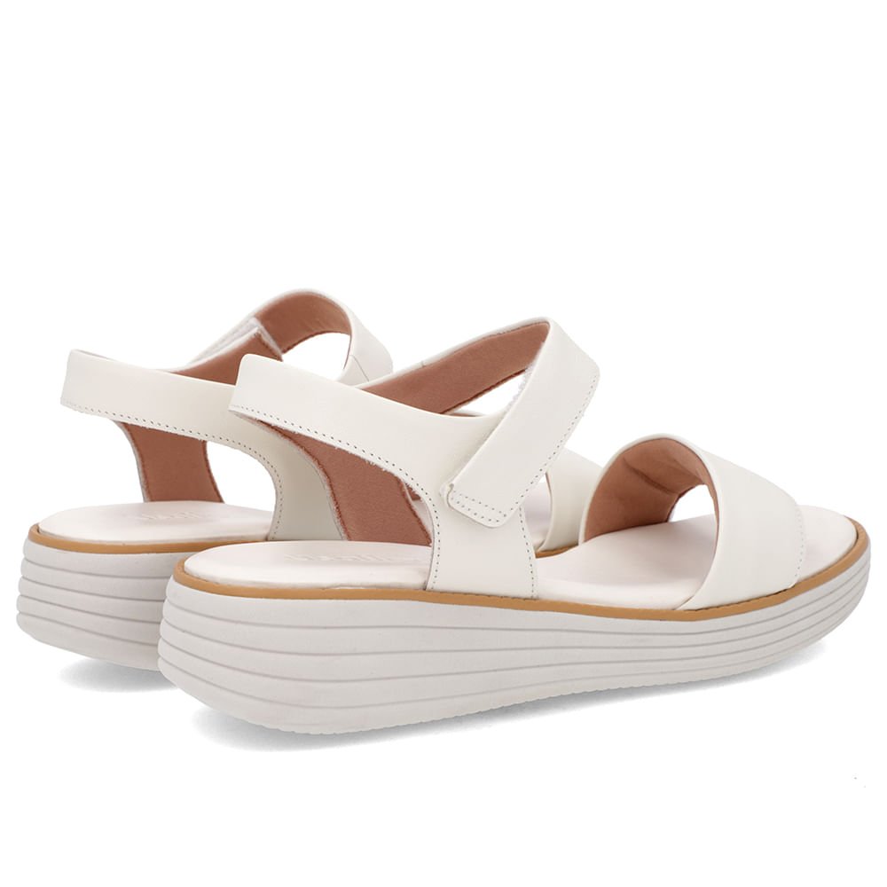 Sandália Casual Couro Branca Marfim Sola Clara Branco 3