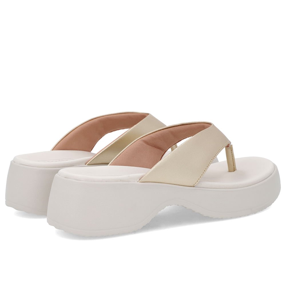 Chinelo Salto Plataforma Couro Dourado Dourado 3
