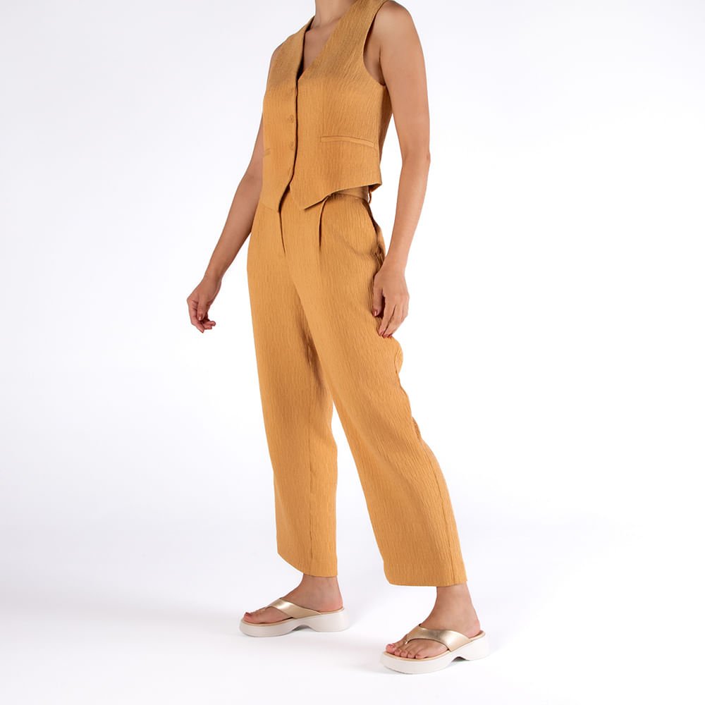 Chinelo Salto Plataforma Couro Dourado Dourado 4