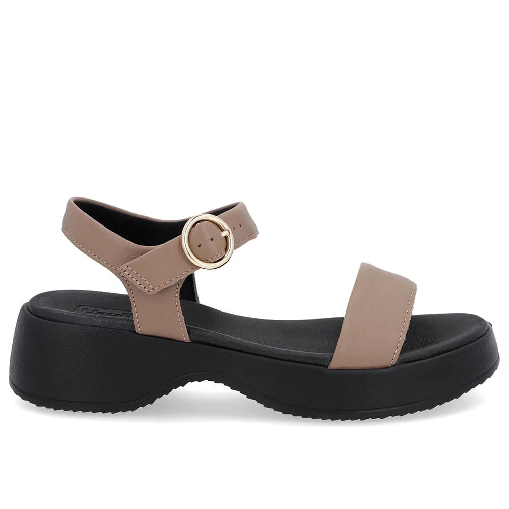 Sandália Salto Plataforma Couro Marrom Clara Básica