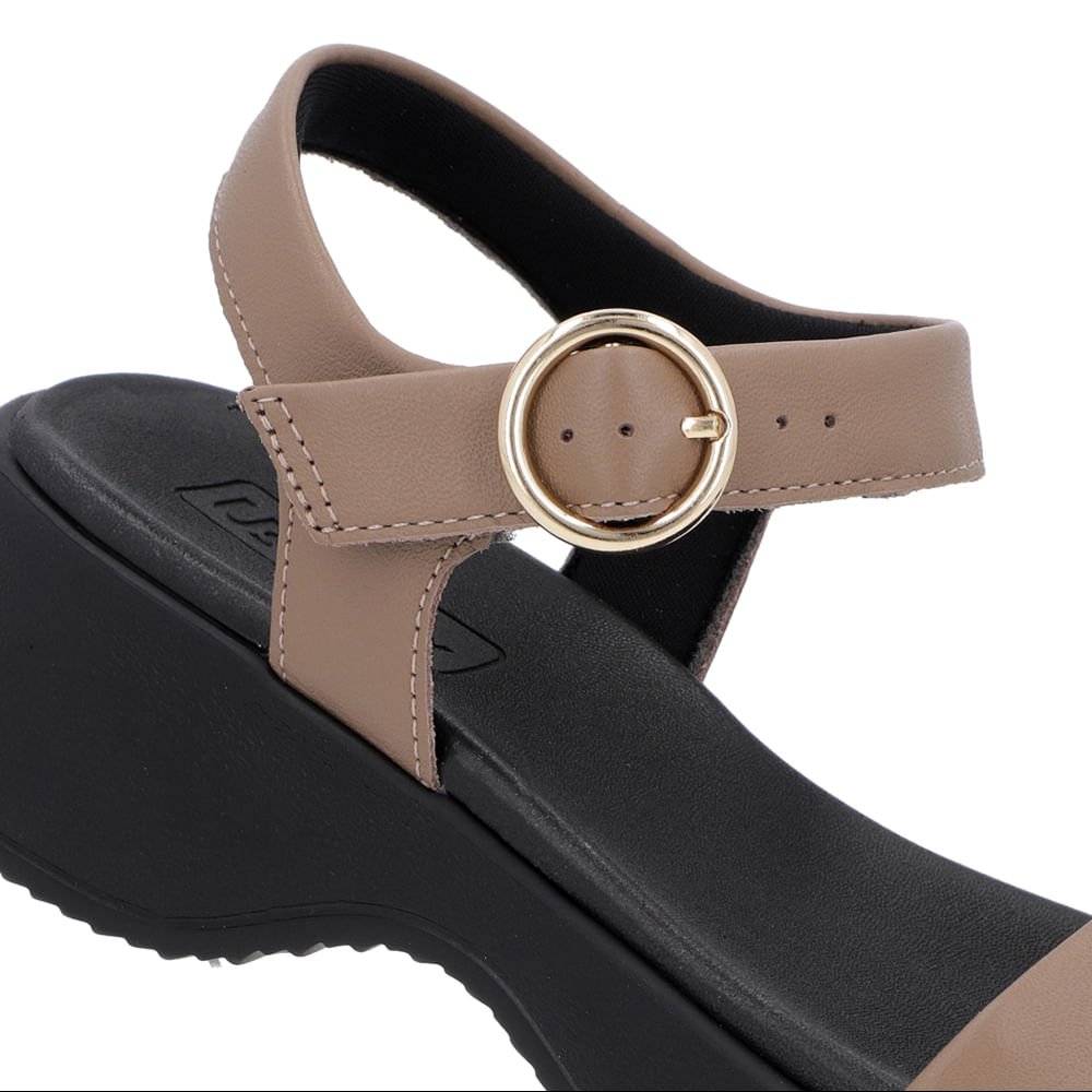 Sandália Salto Plataforma Couro Marrom Clara Básica Marrom 4