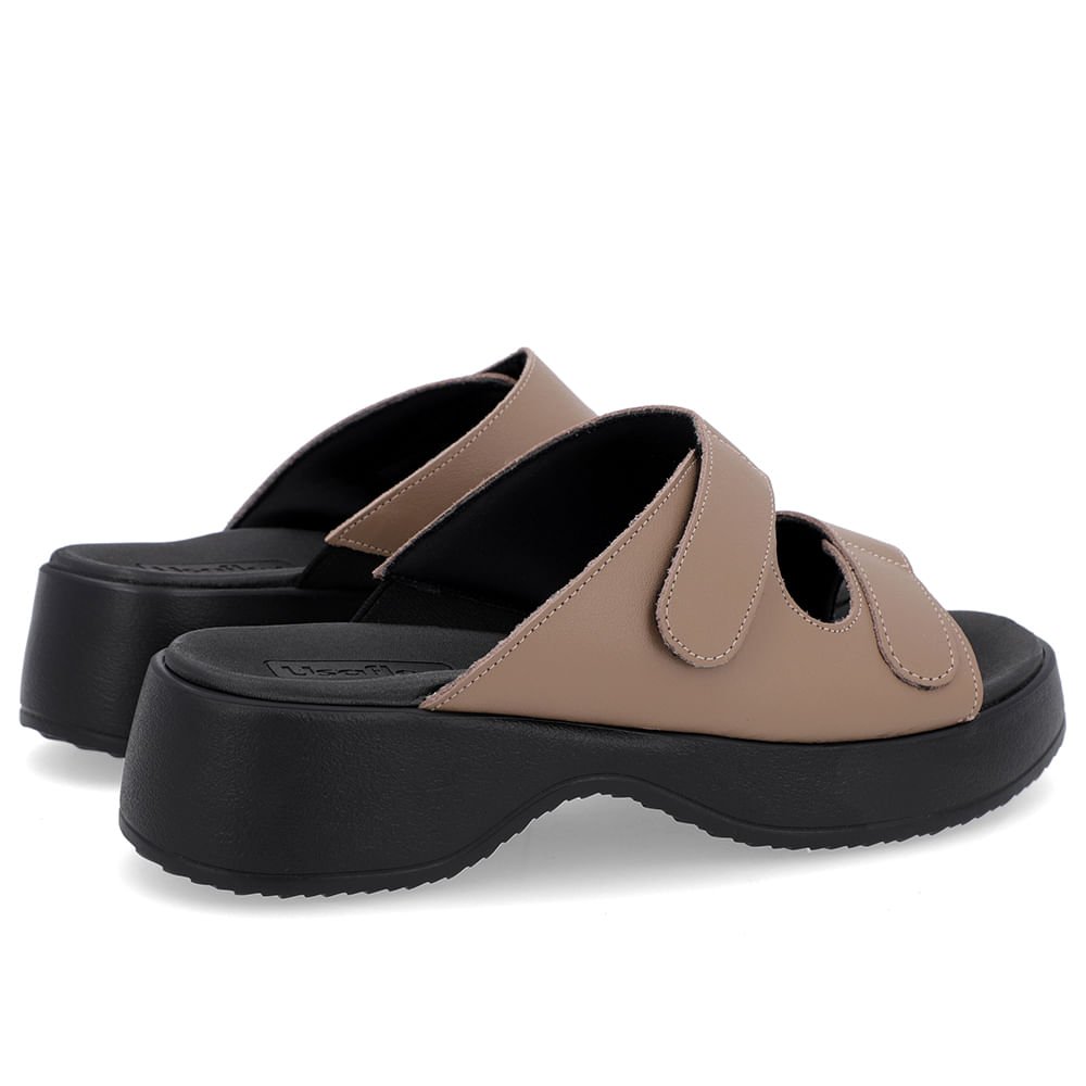 Tamanco Salto Plataforma Couro Marrom Claro Fecho-Flex Marrom 3