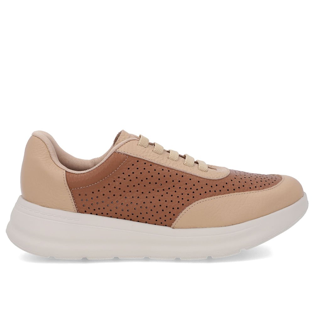 Tênis Urbano Marrom Couro Furos