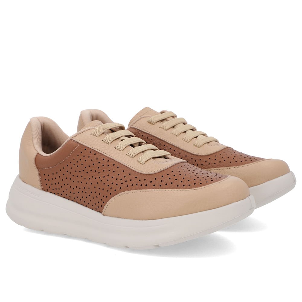 Tênis Urbano Marrom Couro Furos Marrom 2