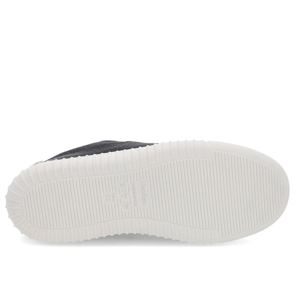 Tênis Casual Preto Couro Cadarço Preto 5