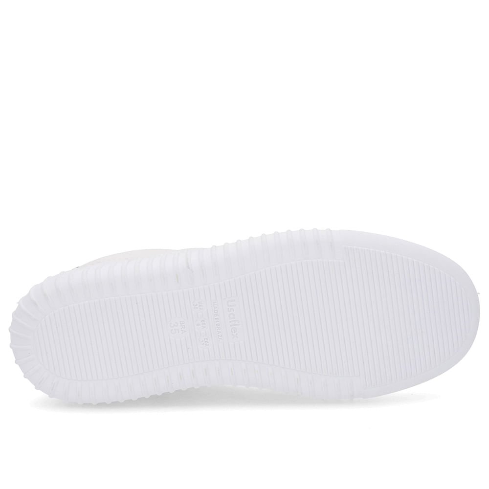 Tênis Casual Branco Couro Cadarço Elástico Branco 5