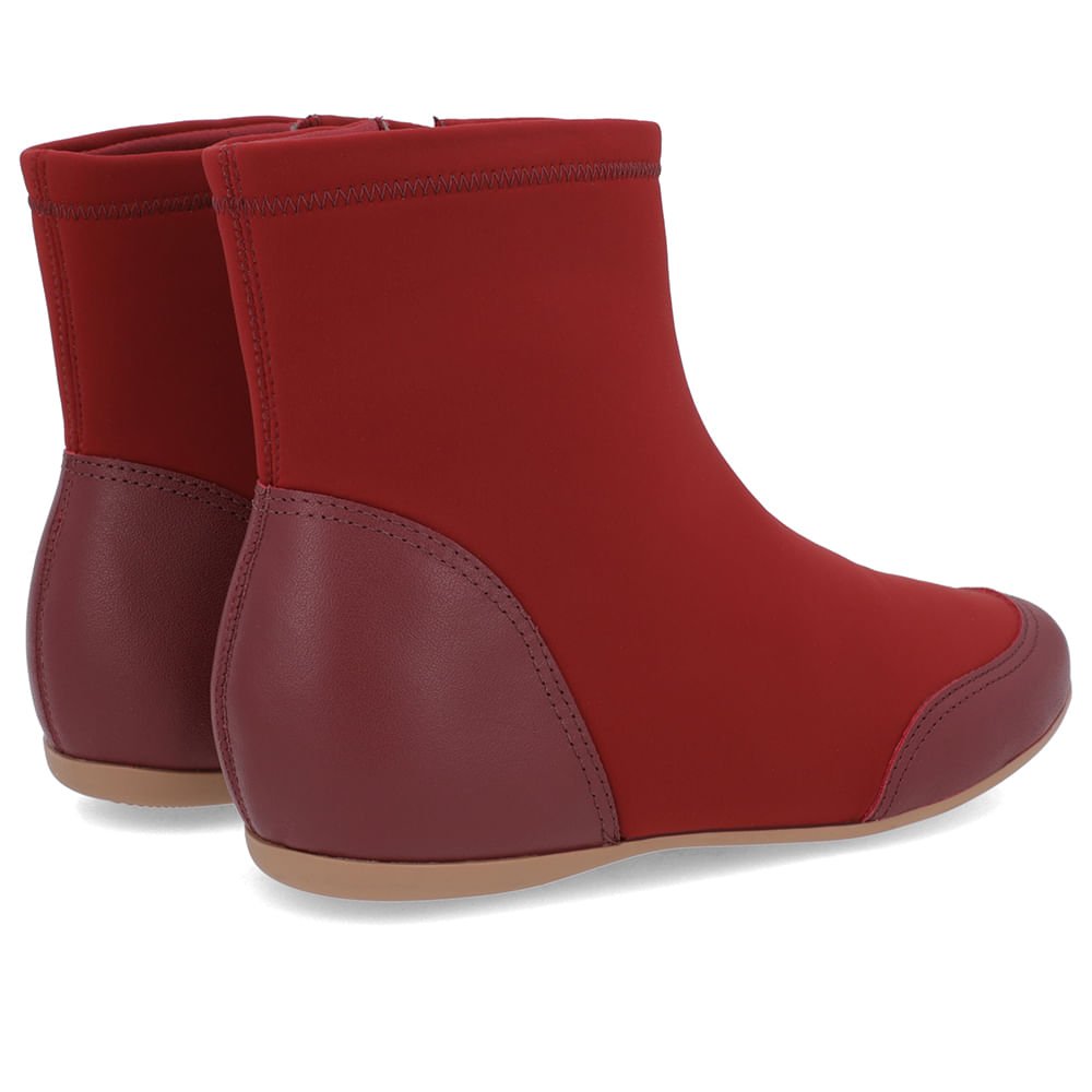 Bota Cano Baixo Vermelho Elastano Detalhe Couro Vermelho 3