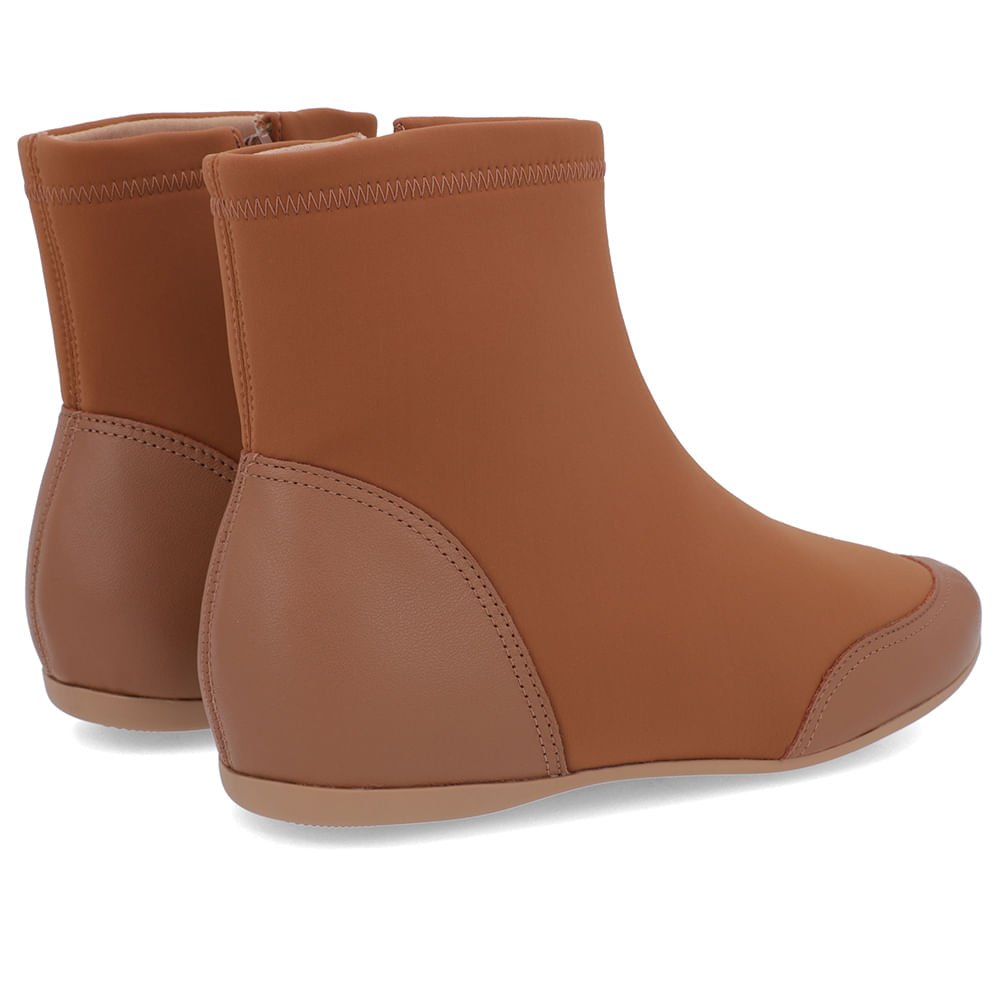 Bota Cano Baixo Marrom Elastano Detalhe Couro Marrom 3