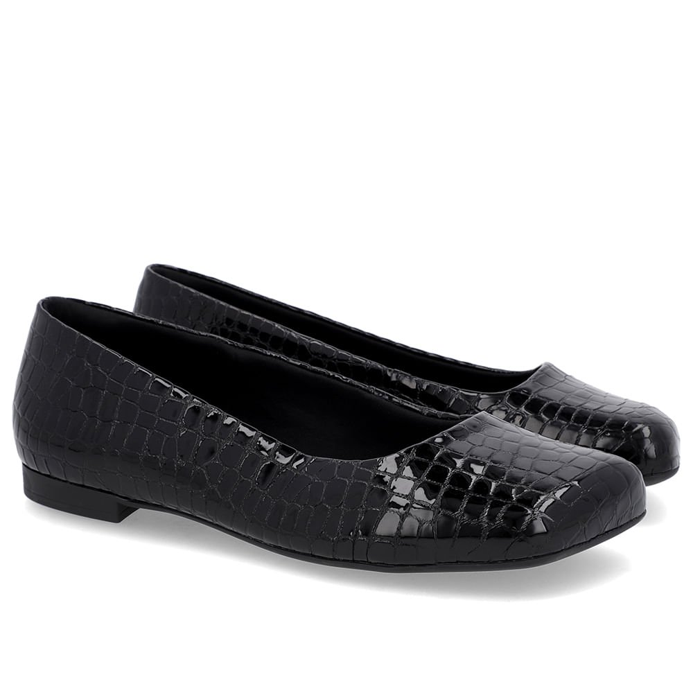 Sapatilha Preta Verniz Bico Quadrado Preto 2