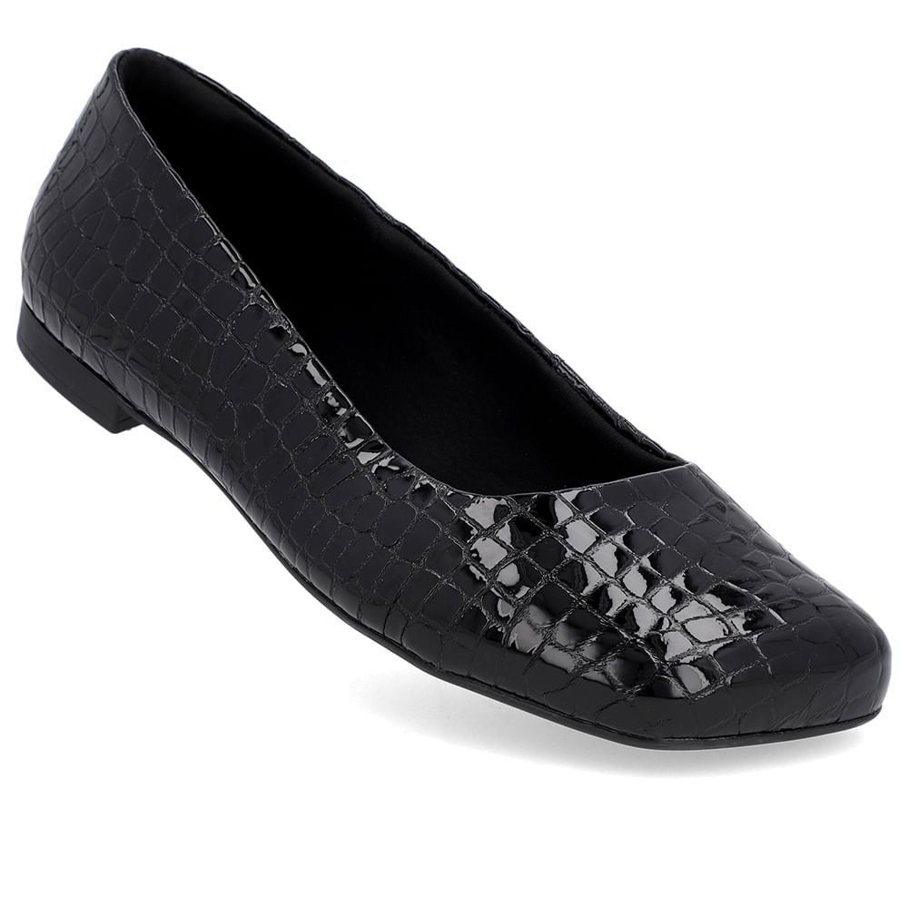 Sapatilha Preta Verniz Bico Quadrado Preto 4