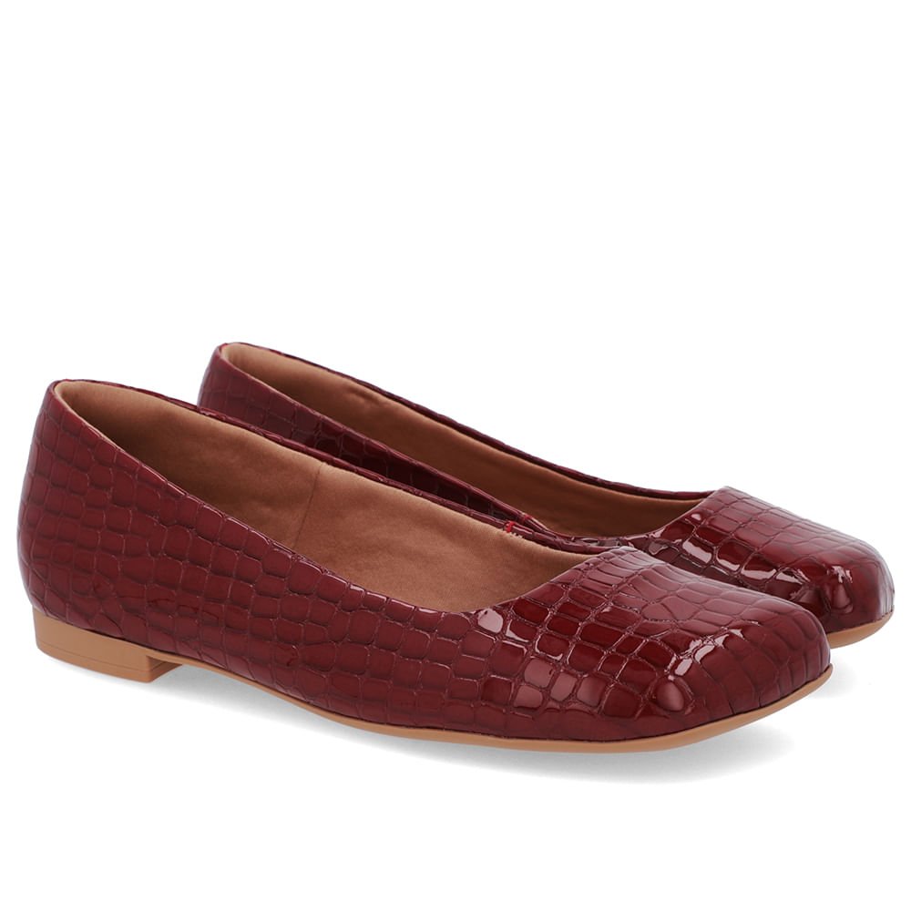 Sapatilha Vermelha Verniz Bico Quadrado Vermelho 2