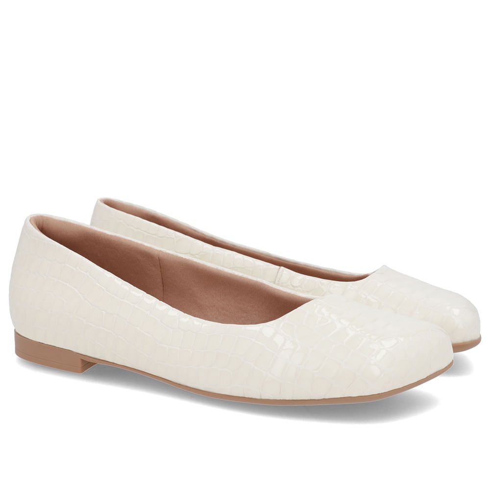 Sapatilha Branco Marfim Verniz Bico Quadrado Branco 2