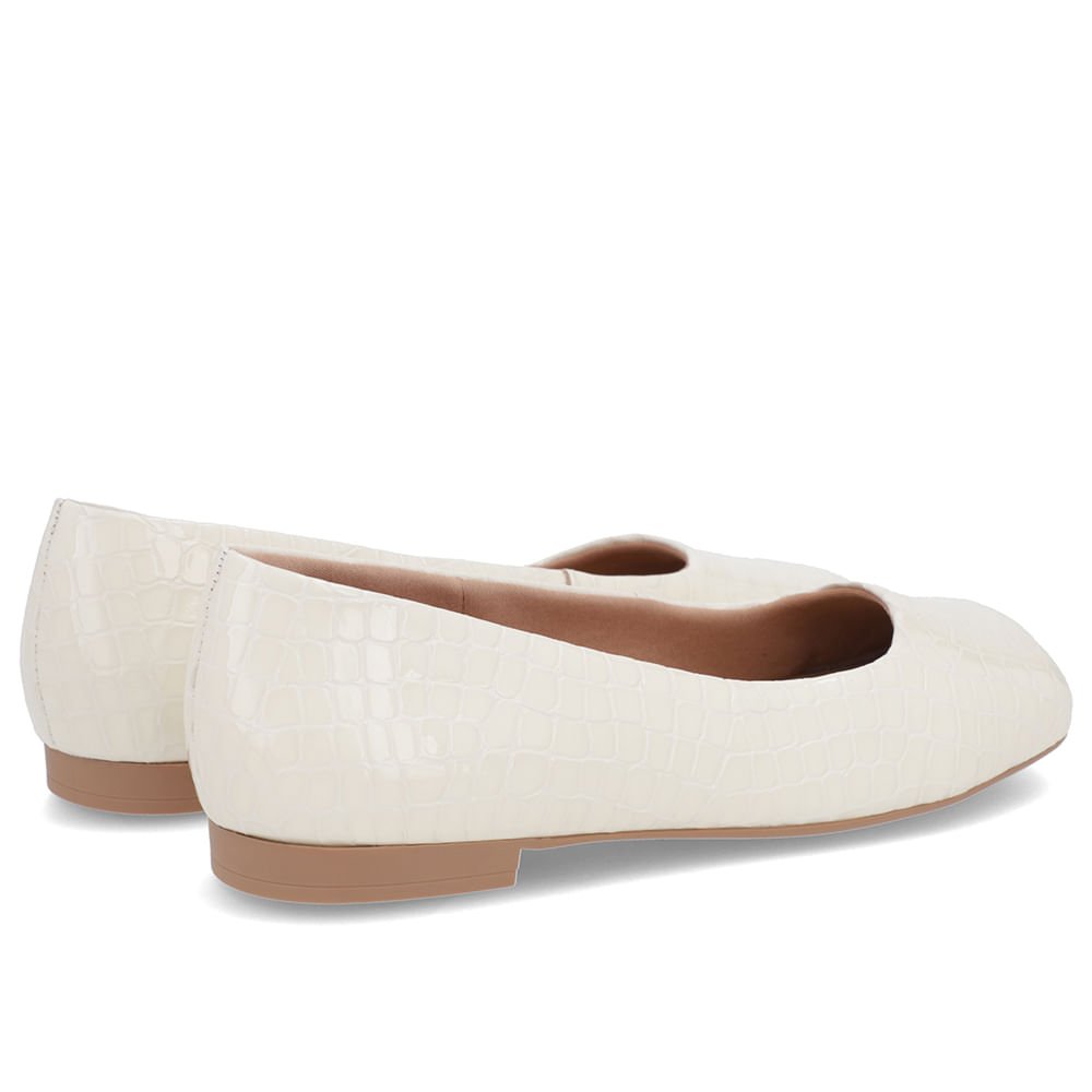 Sapatilha Branco Marfim Verniz Bico Quadrado Branco 3