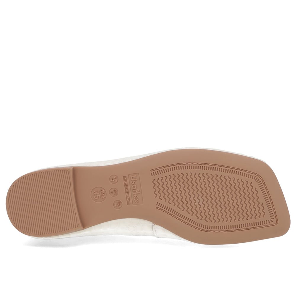 Sapatilha Branco Marfim Verniz Bico Quadrado Branco 5