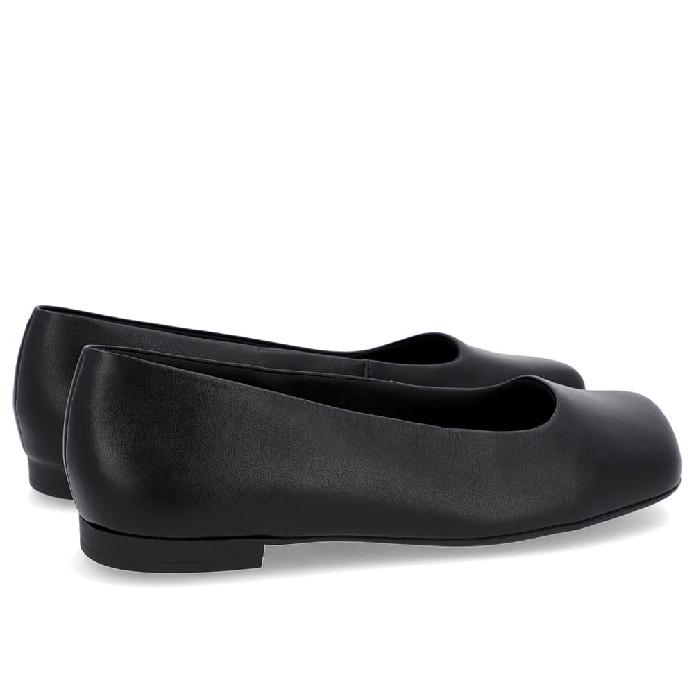 Sapatilha Preta Couro Bico Quadrado Preto 3