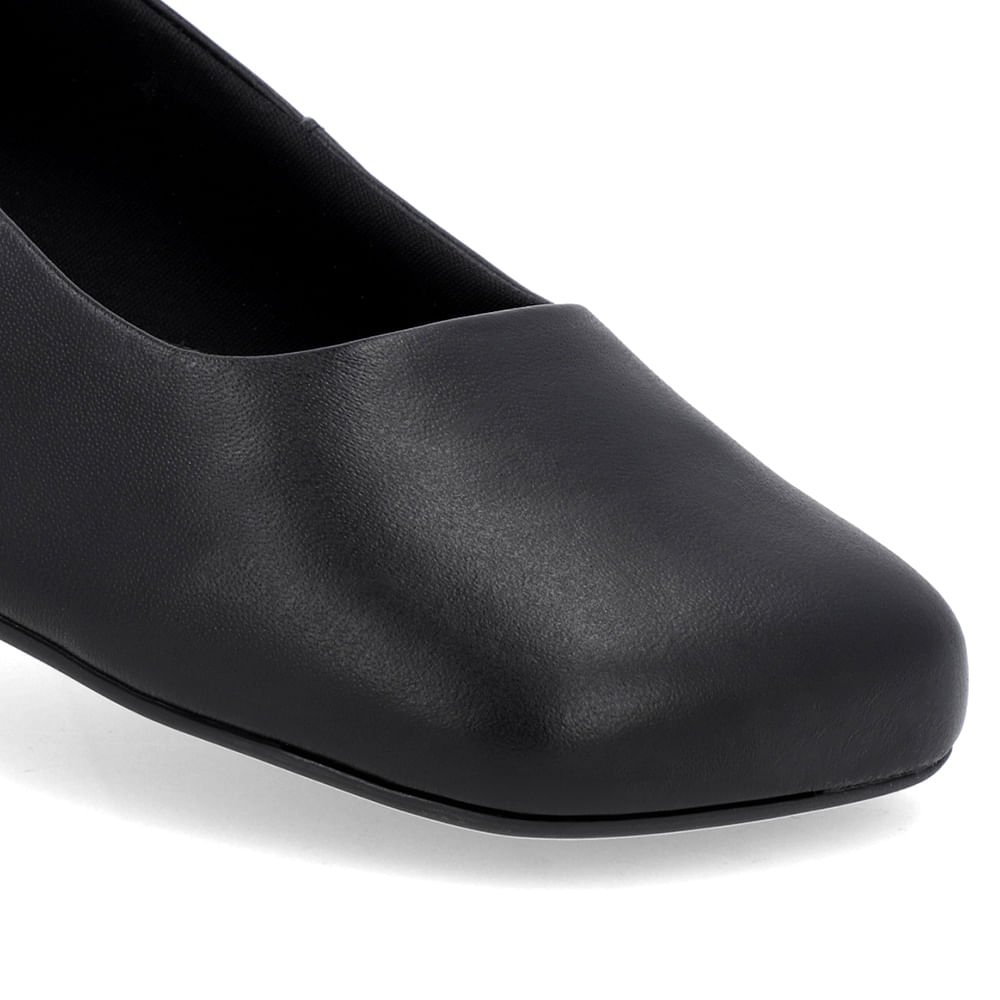 Sapatilha Preta Couro Bico Quadrado Preto 4