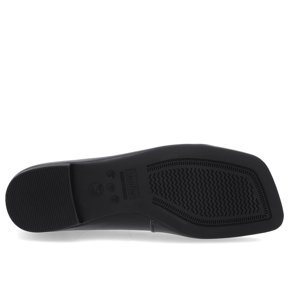 Sapatilha Preta Couro Bico Quadrado Preto 5