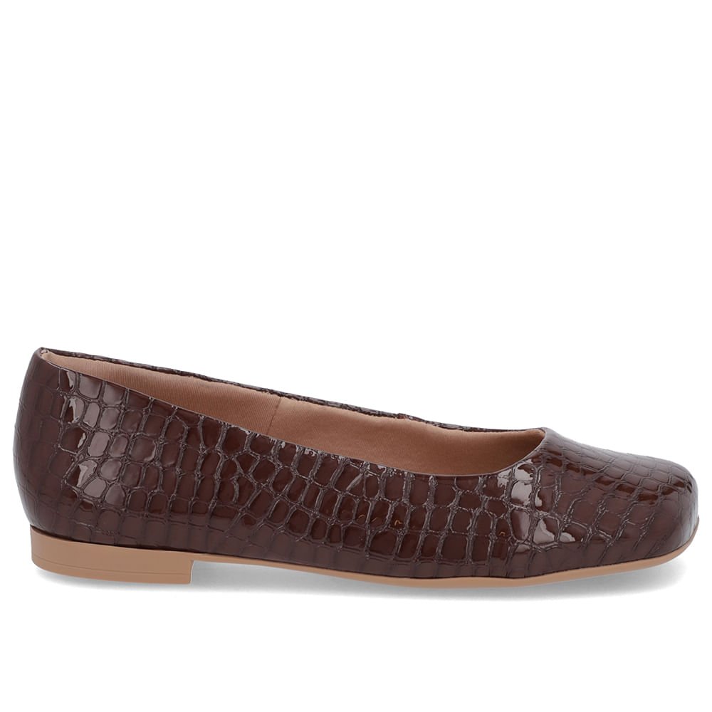 Sapatilha Marrom Verniz Bico Quadrado