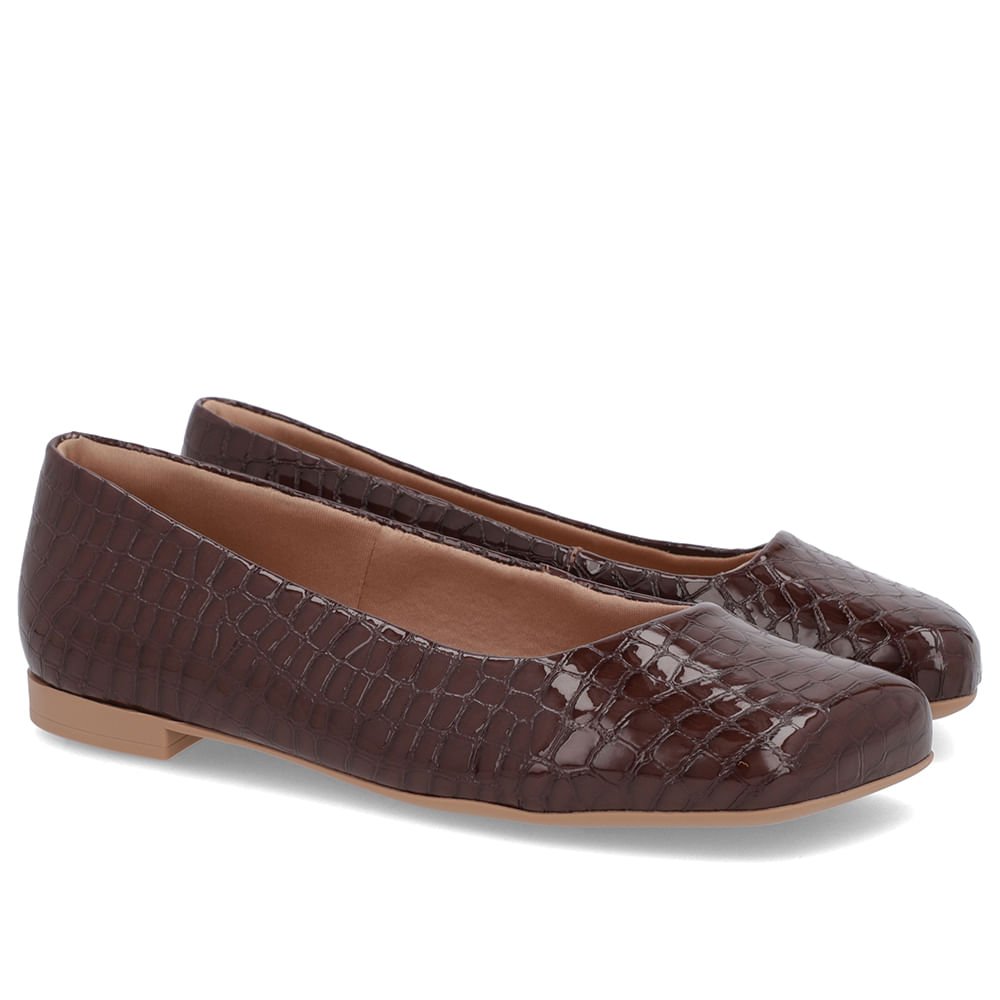 Sapatilha Marrom Verniz Bico Quadrado Marrom 2