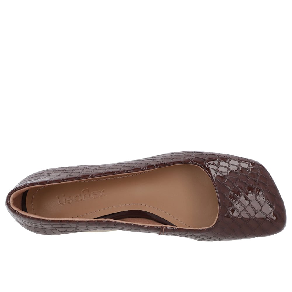 Sapatilha Marrom Verniz Bico Quadrado Marrom 4