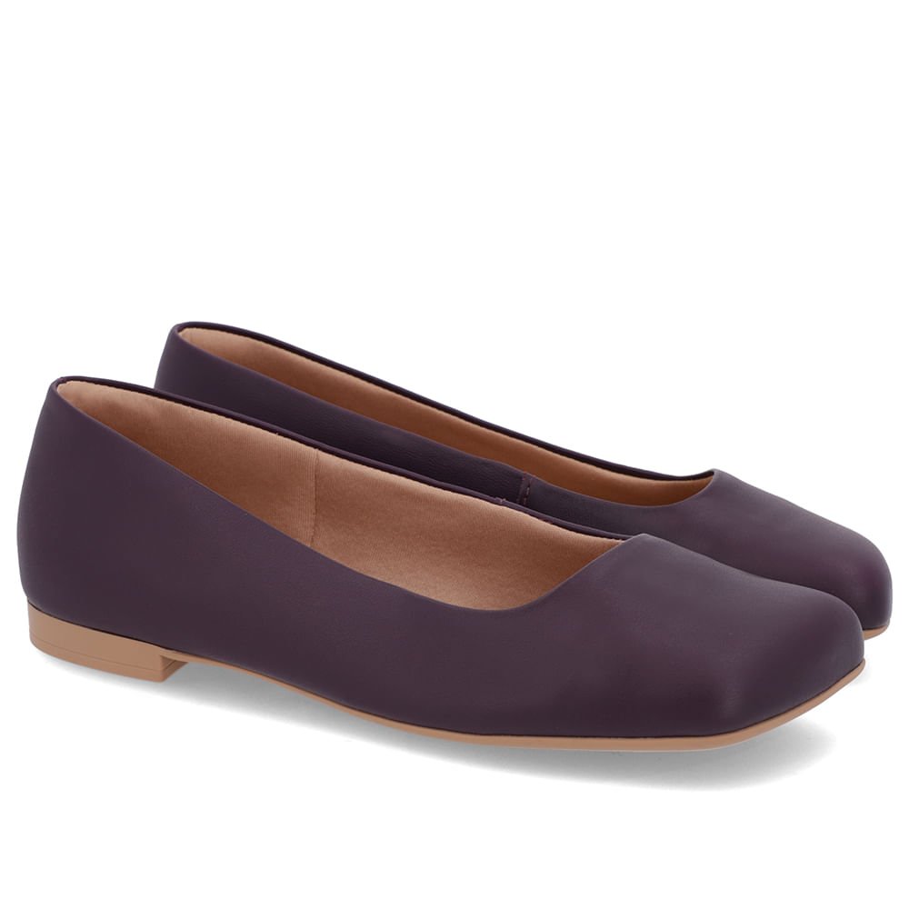 Sapatilha Roxo Couro Bico Quadrado Roxo 2
