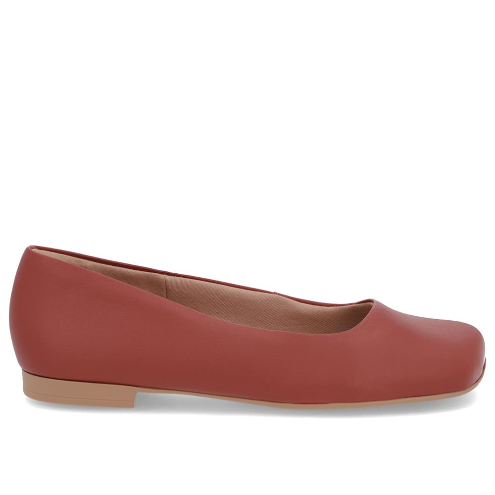 Sapatilha Marrom Couro Bico Quadrado