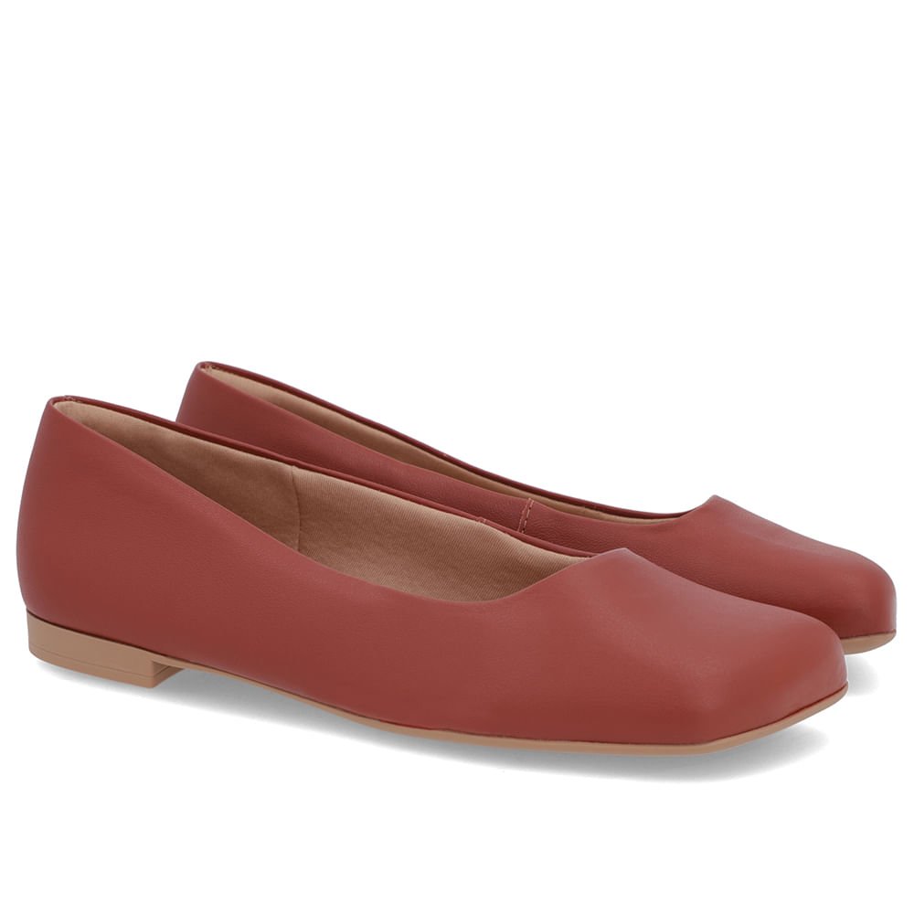 Sapatilha Marrom Couro Bico Quadrado Marrom 2