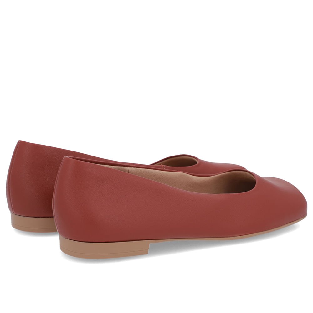 Sapatilha Marrom Couro Bico Quadrado Marrom 3