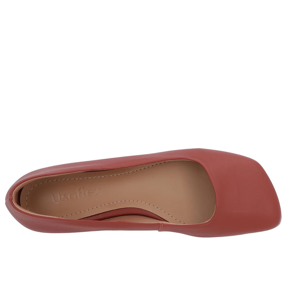 Sapatilha Marrom Couro Bico Quadrado Marrom 4