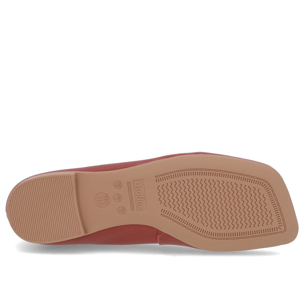 Sapatilha Marrom Couro Bico Quadrado Marrom 5