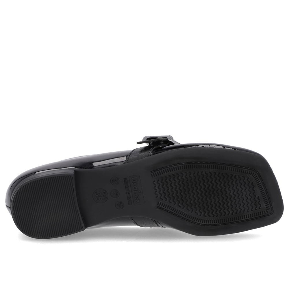 Sapatilha Boneca Preta Verniz Bico Quadrado Preto 5